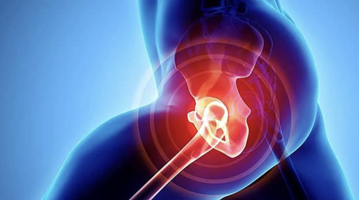 Ilustração editorial: região da anca — imagem simbólica